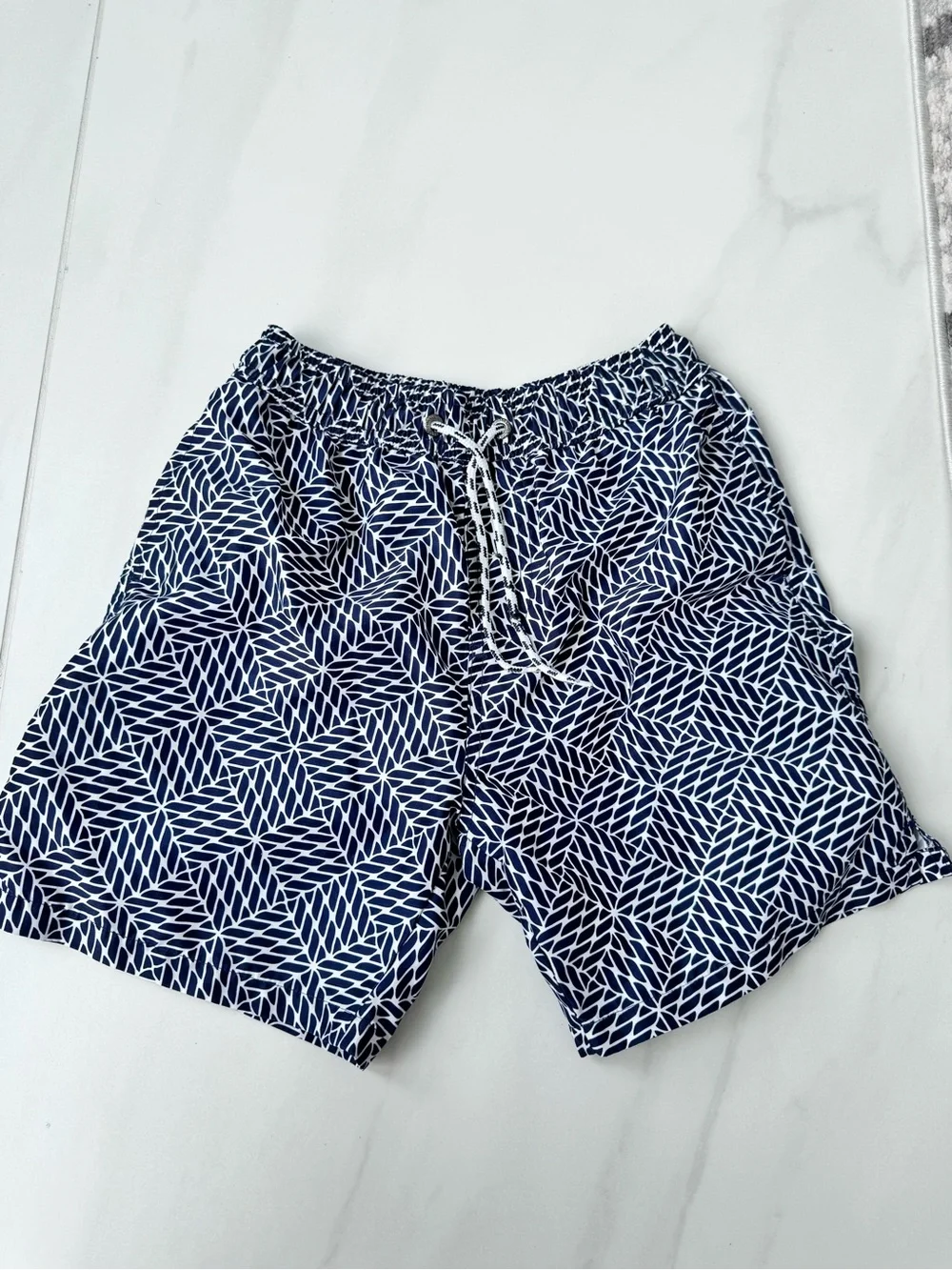 Men's Navy Geometric Swim Shorts